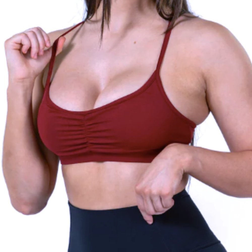 Women's Stretch Ruched Bralette - Burgundy